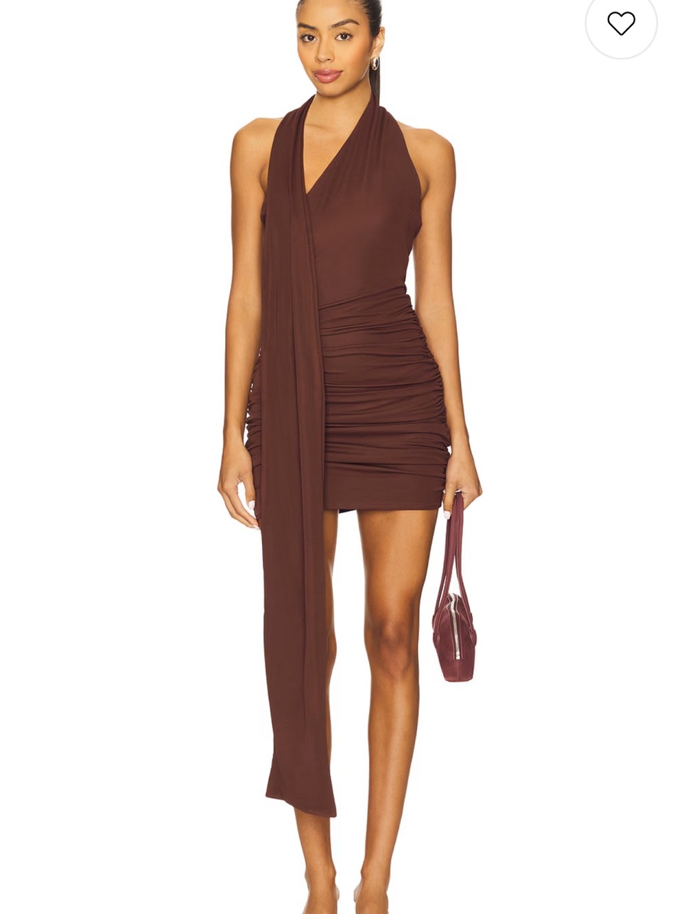 REVOLVE NBD Chocolate Brown Ruched Mini Skirt
